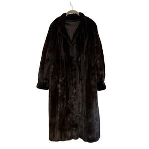 Vintage Women's Dark Brown Mink Fur Mid Length Coat Old Money Mob Wife Hollywood